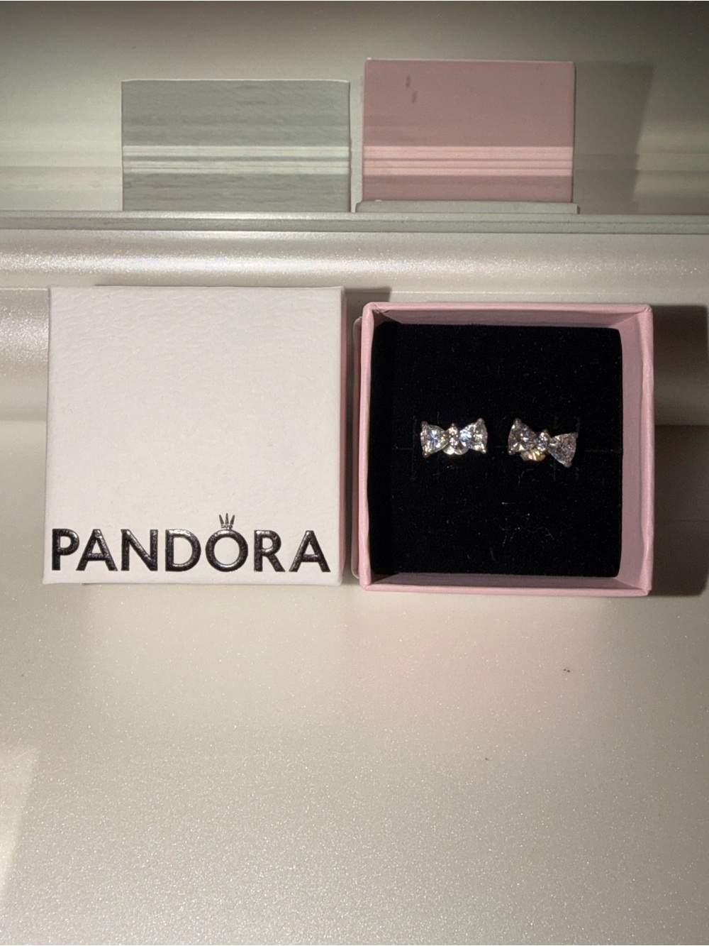 Pandora bow tie stud earrings